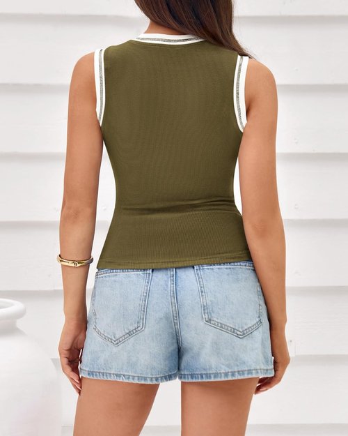 BTFBM High Neck Tank Top - Sleeveless Ribbed Y2K Style for Women | Perfect Spring & Summer Outfit