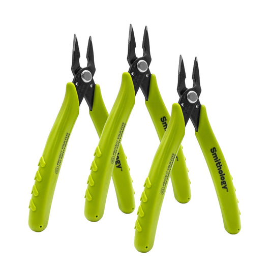 Smithology 5.3" Mini Needle Nose Pliers 3-Pack | Precision Long Nose Pliers with Serrated Jaws, Perfect for Jewelry Making, Electronics & Crafts