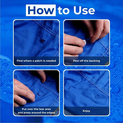 aZengear Repair Patches - Waterproof Self-Adhesive for Jackets, Tents, Shoes & More | 11 Pieces, Blue