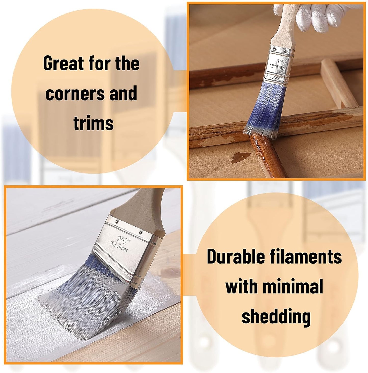 Bates- Paint Brushes, 2.5-Inch, 12 Pack, Angle Brushes, Treated Wood Handle, Wall Paint Brushes for Walls, Stain Brush, Furniture Paint Brush, Paint Brushes for Painting Walls, Painting Brush