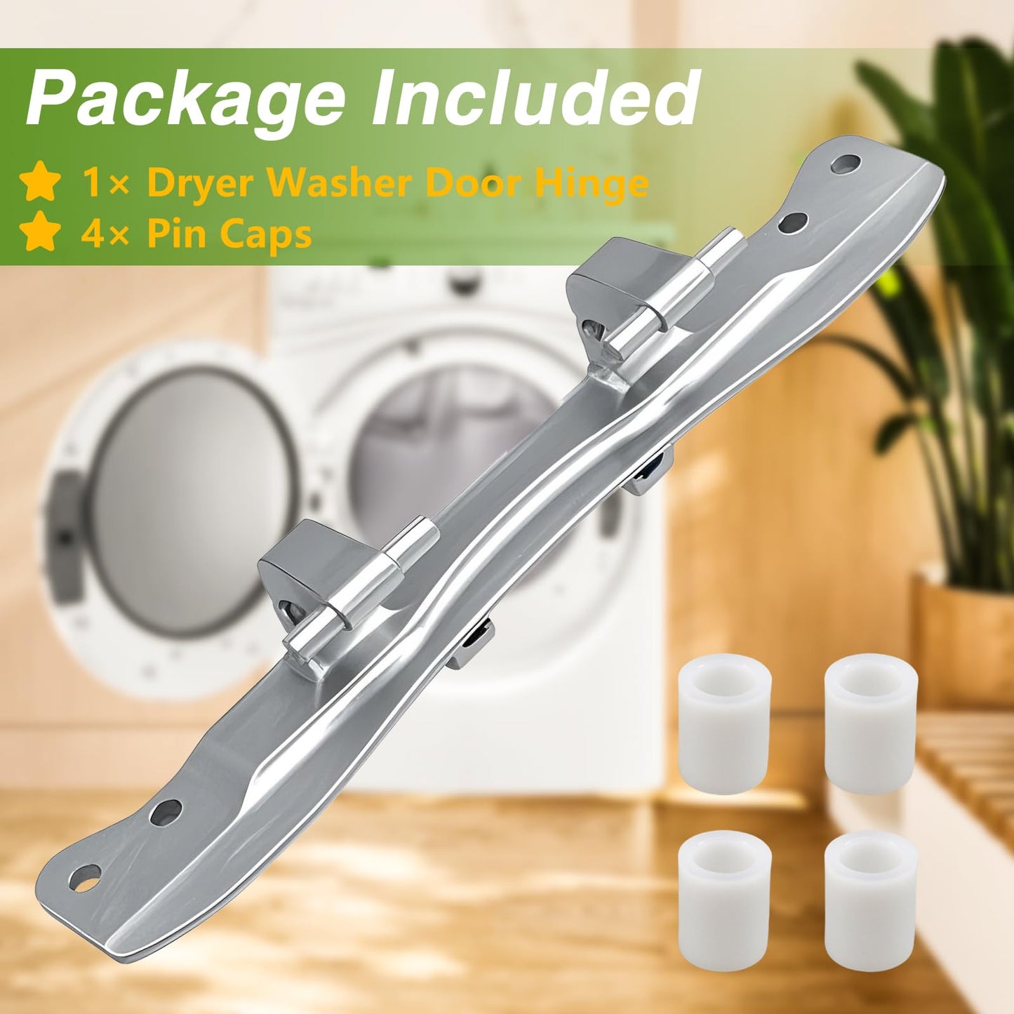 RUHUALIFE Dryer Washer Door Hinge with 4 Pin Caps Front Loader Dryer and Washer Door Hinge Compatible with Whirlpool Amana Maytag Crosley Replace#: W10208415 W10208414 W10208398