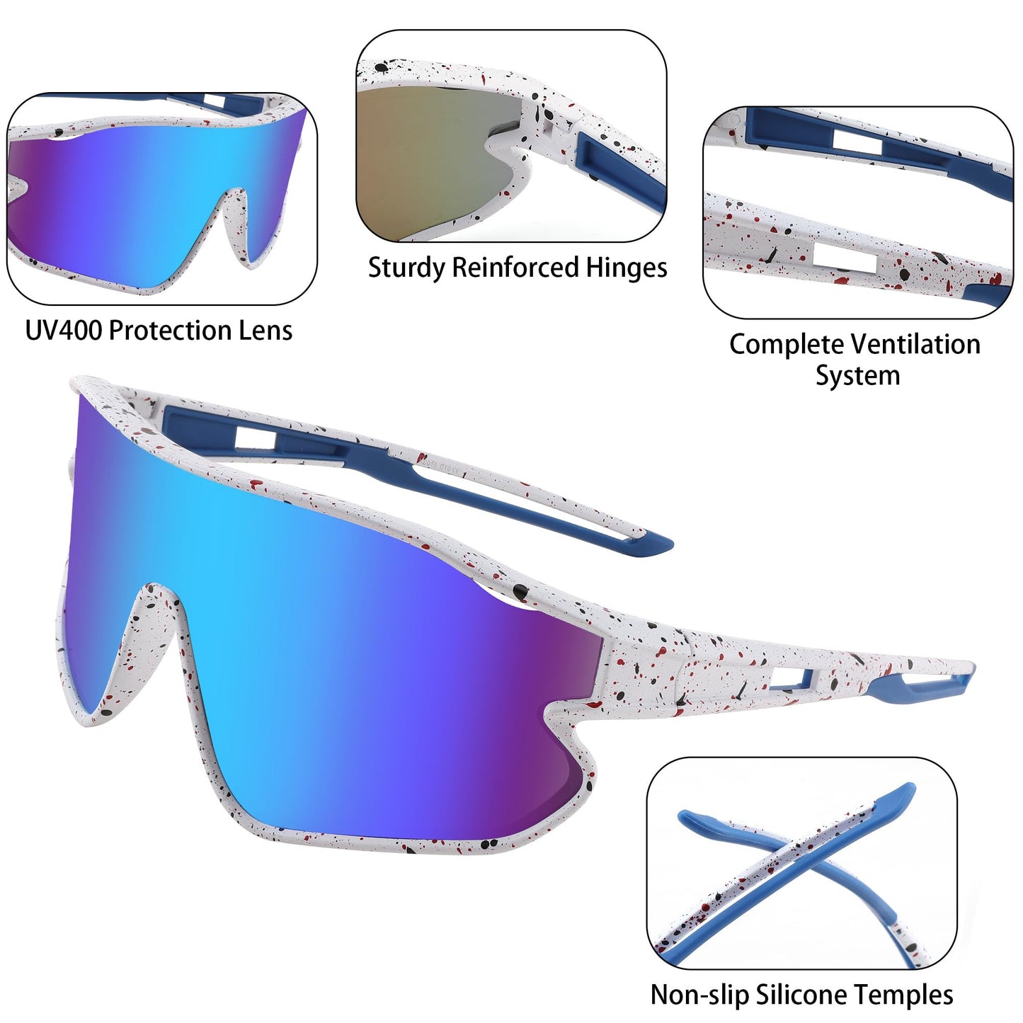 FEISEDY Unisex Youth Sunglasses, Teens Baseball Tennis Sunglasses, UV400 Sports Boys Girls Cycling Shades B4064