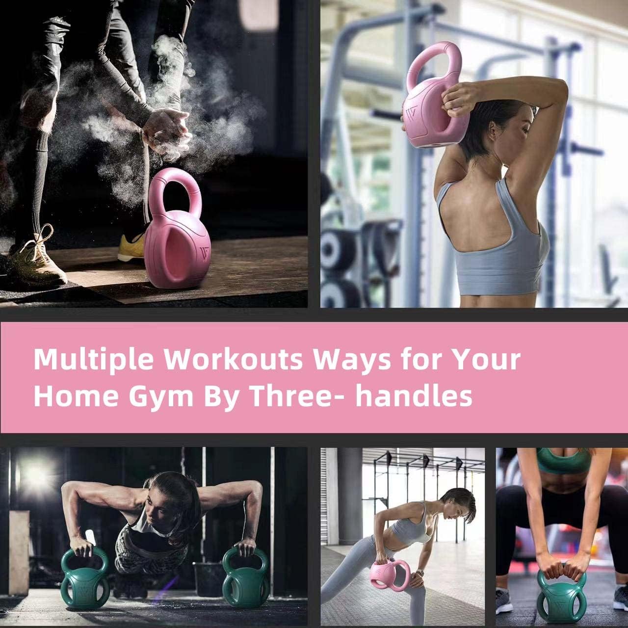 20 lb Kettlebell Weight with Three-handles for Weightlifting, Conditioning and Core Training for Women Men Home Gym [Purple]