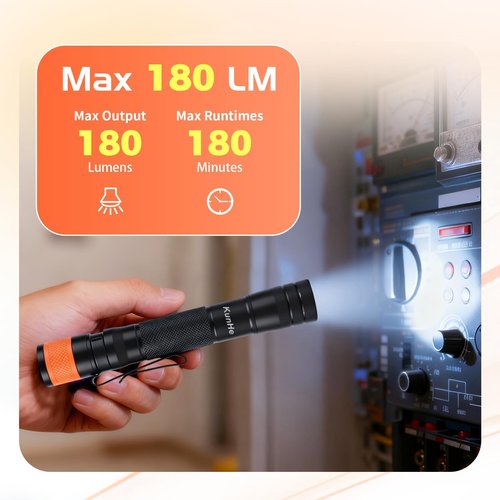 KunHe 180 Lumen LED Portable Rechargeable Pen Flashlight 2-Pack Waterproof Pocket Flash Light Single Mode Easy to Use with Clip Suitable for Inspection Camping and Daily Use