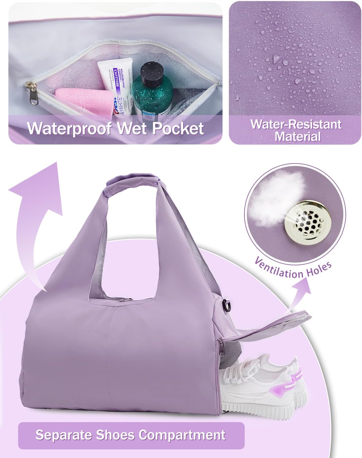 RHDZO Gym Bag for Women - Versatile Yoga Mat Bag with Shoe Compartment & Water Bottle Holder | Stylish Weekender Bag