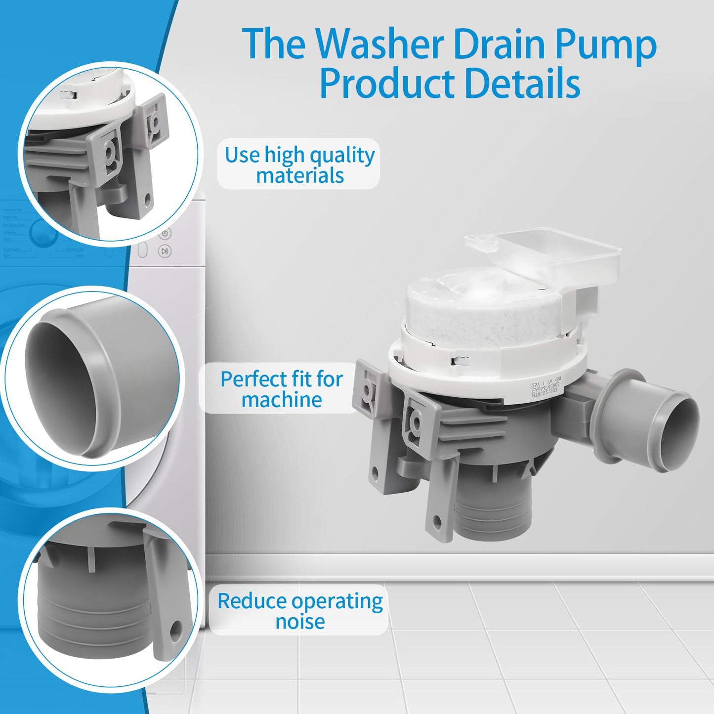 WT7400CW WT7300CW WT7405CW Washer Drain Pump Fit for Lg WT6105CW WT7300CV WT7305CV WT7400CV WT7155CW WT7005CW WT7900HBA WT7900HBA WT7405CV WT7800CW Washing Machine