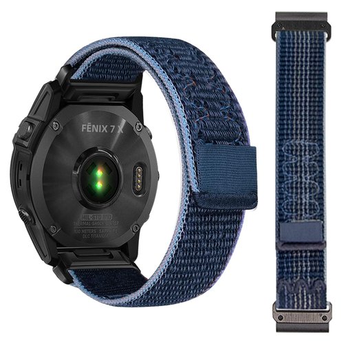RoYiio Nylon Band for Garmin Fenix 8Pro 51mm/Quatix 8 51mm/Quatix 7X/6X/Tactix 8 51 mm/Tactix 7 Pro Strap Comfor Breathable Sport Replacement Wristband for Enduro 3/2 (QuickFit 26mm, Storm Blue)