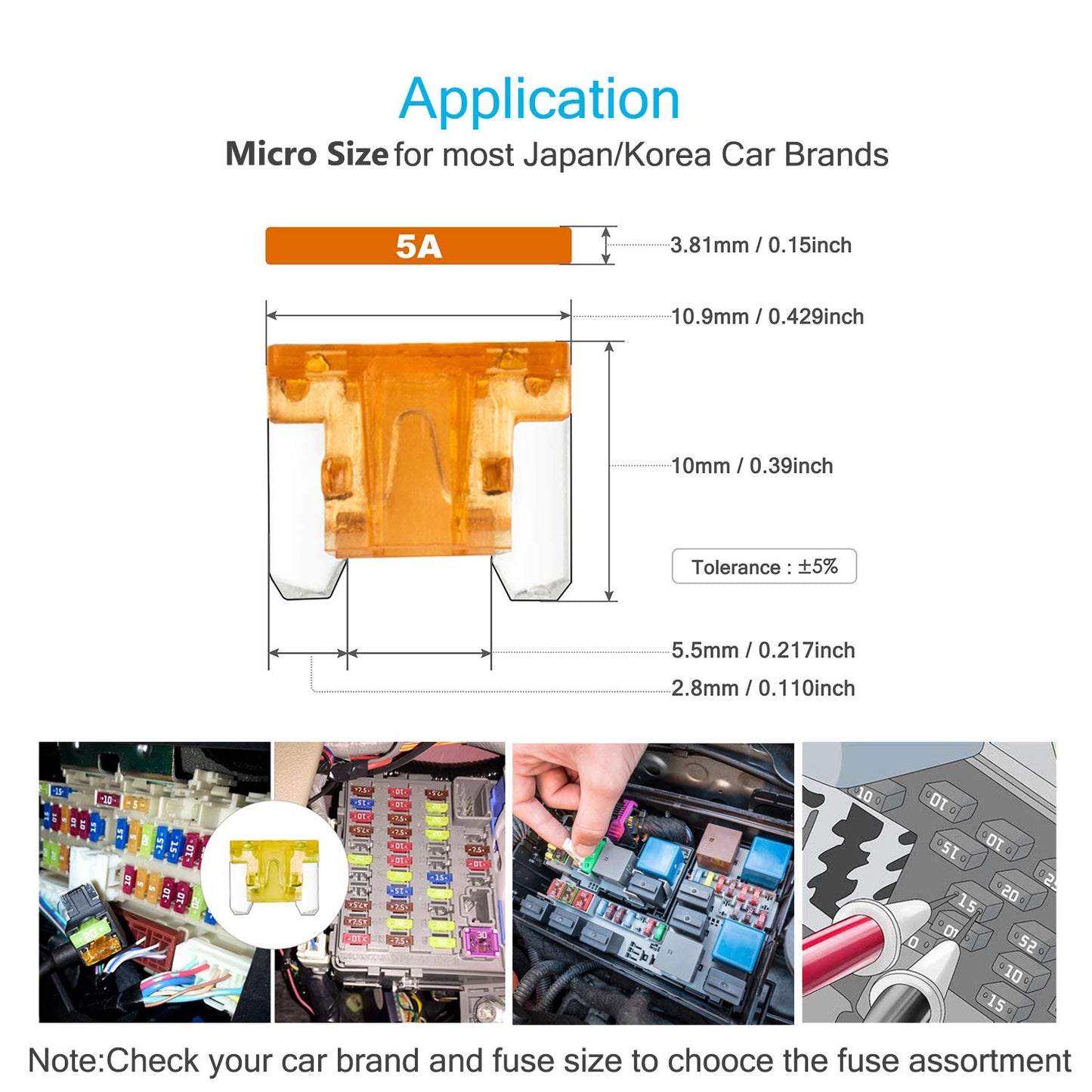 Chanzon 120pcs Micro Low Profile Mini Blade Fuse Assortment Kit Box (5A 7.5A 10A 15A 20A 25A 30A) for Auto Car Truck RV Automotive Motor Boat Replacement
