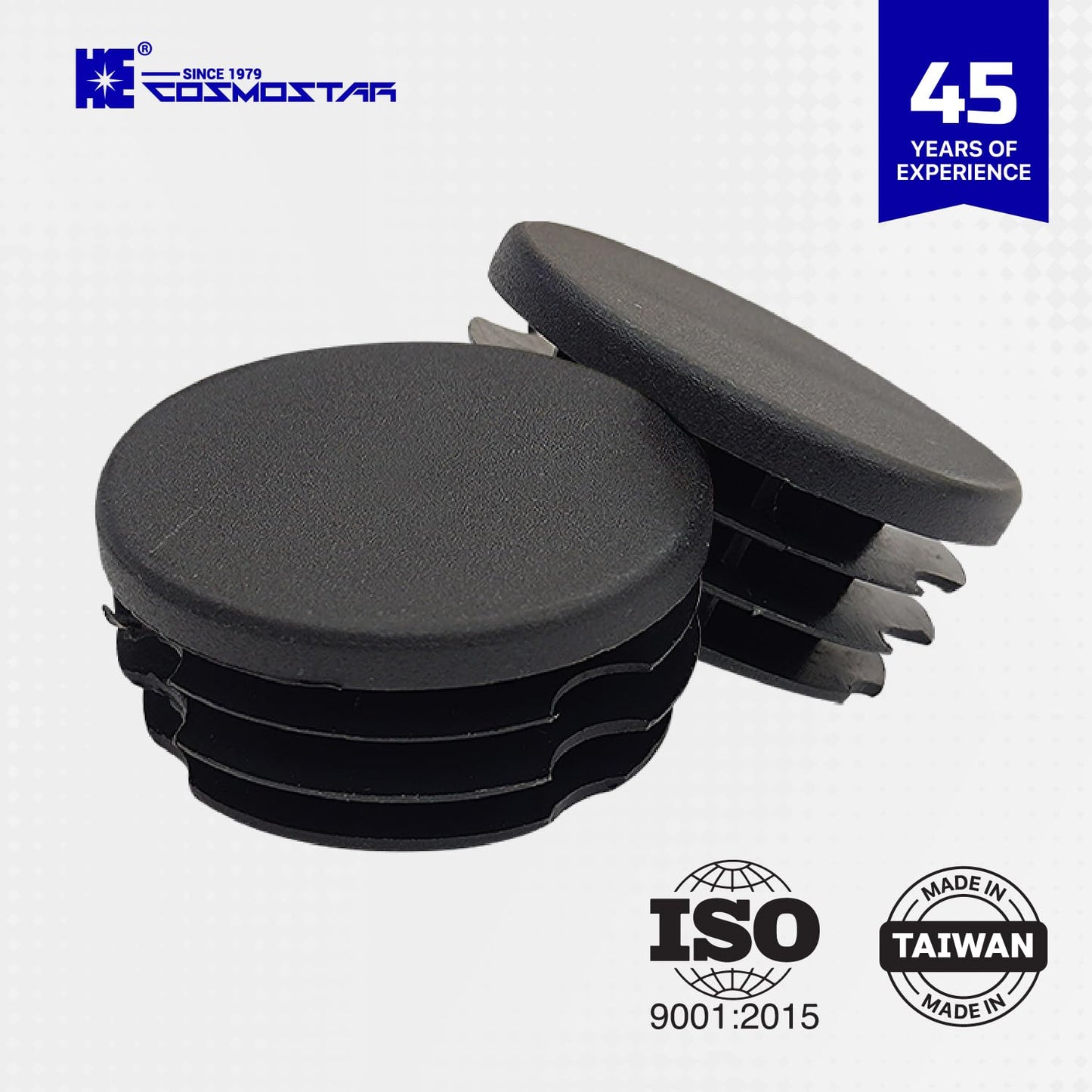 Cosmostar Outer Diameter 1.5" (38.1 mm) Round Plastic Plugs – Fits 1.35"–1.42" ID Tubes – Black End Caps, 10 Pack