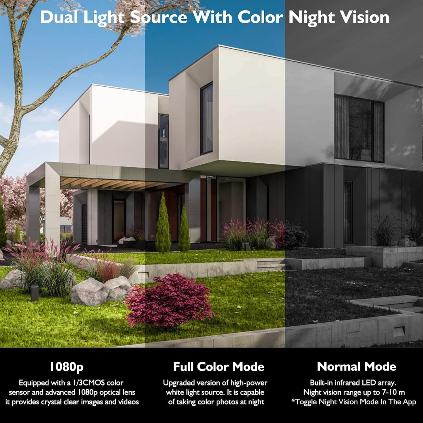 Wireless Solar Security Camera 2K 3MP PTZ - 355° View, Color Night Vision, IP65 Waterproof