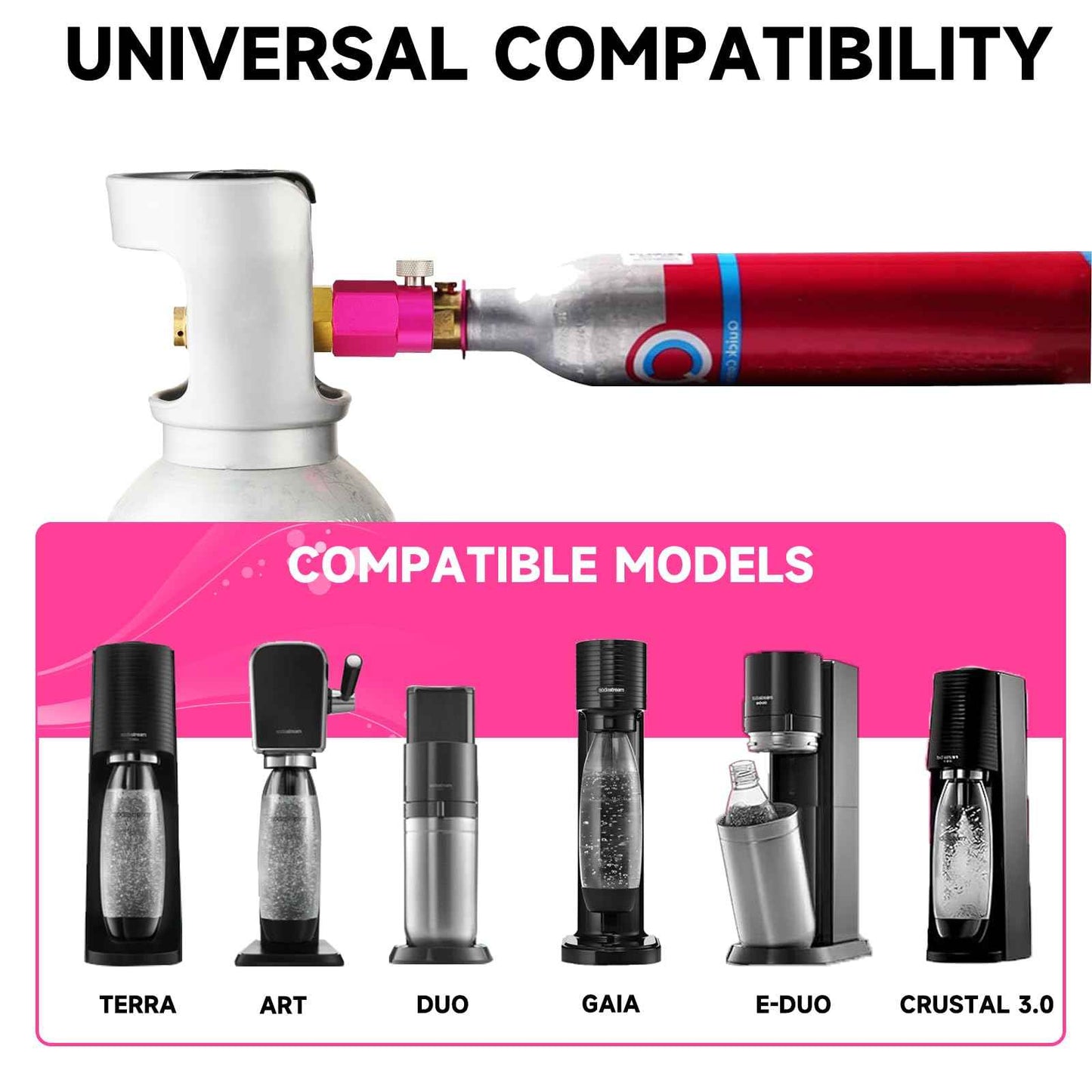 GURUDAR Quick Connect CO2 Refill Adapter for Soda Maker Pink CO2 Cylinder, CGA320 CO2 Tank Connector Kit for Filling 60L CO2 Canister Compatible with DUO ART TERRA GAIA Machines