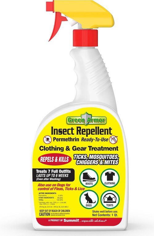 Green Armor Insect Repellent - Permethrin Ready-to-Use Trigger Spray, 32 Ounce Size