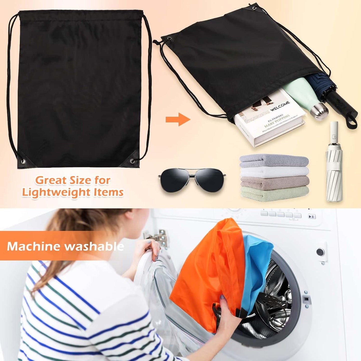 PAXCOO Drawstring Backpack Bulk - 30 Nylon Cinch Sacks in 10 Vibrant Colors