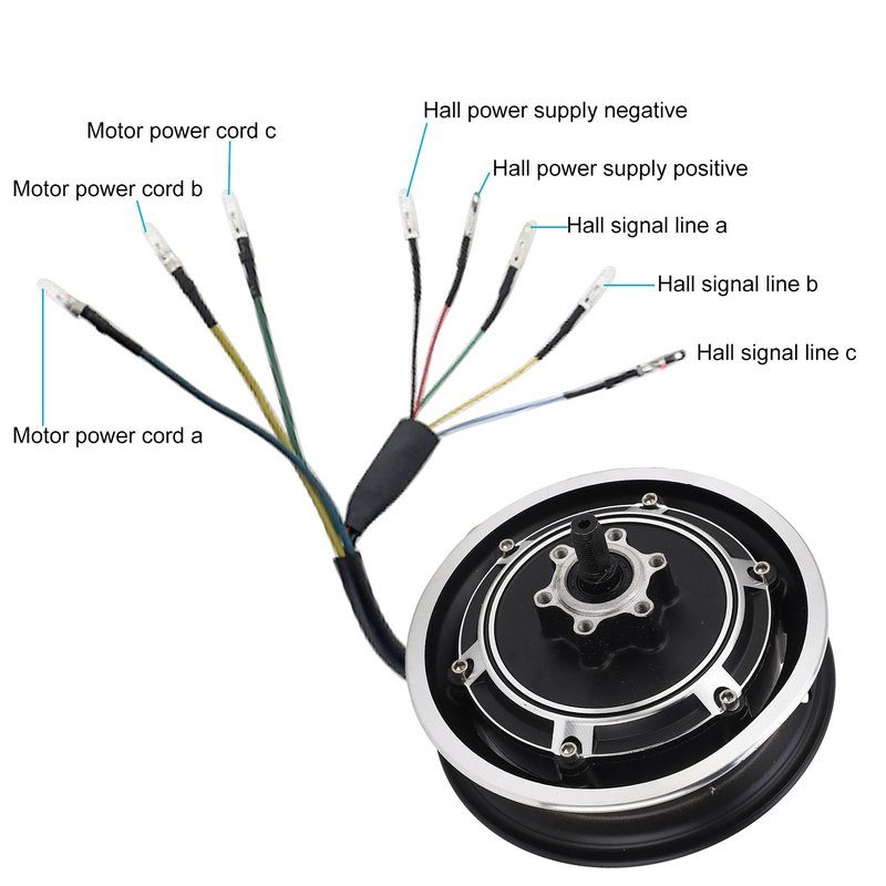 YYQTGG Electric Scooter Hub Motor 48V 100W Electric Brushless Disc Brake Hub Motor for 10 Inch Outer Tire, Aluminum Alloy Wheel