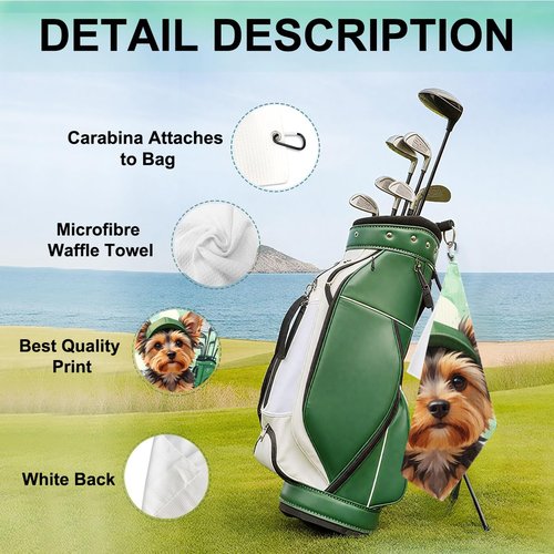BQXH Yorkshire Terrier Golf Towel 16x24 Inch, Dog Yorkie Gifts Waffle Weave Decorative Golf Towel with Clip, Golfclub Gifts for Men Women Birthday Gift for Husband Dad Golfball Fan Retirement Present