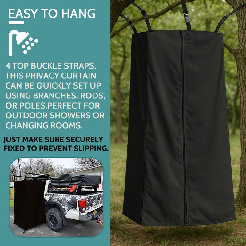 Privacy Curtain Tent for Boats, 420D Hanging Changing Room & Shower Awning for Pontoon, Waterproof Portable Shower Awning Under Bimini Top with Built in Mesh Bag 30" L x 27" W x 72" H