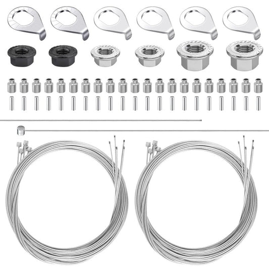 Yauhar 72Pcs 3 Size Bicycle Hub Flanged Axle Nut and Safety Washer Kit with Universal Bike Brake Cable Gear Shifter Cable Wire for Road and MTB Bike
