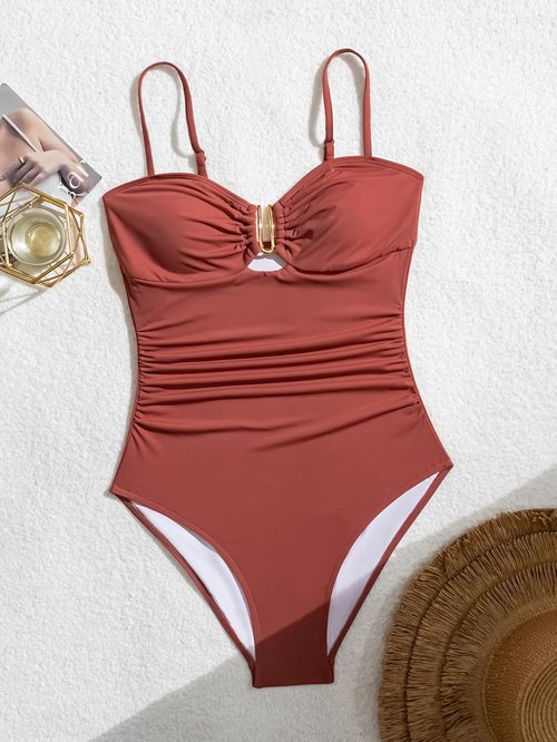 Eomenie One Piece Swimsuit - Tummy Control Ruched Bathing Suit with Cutout & U Wire Design