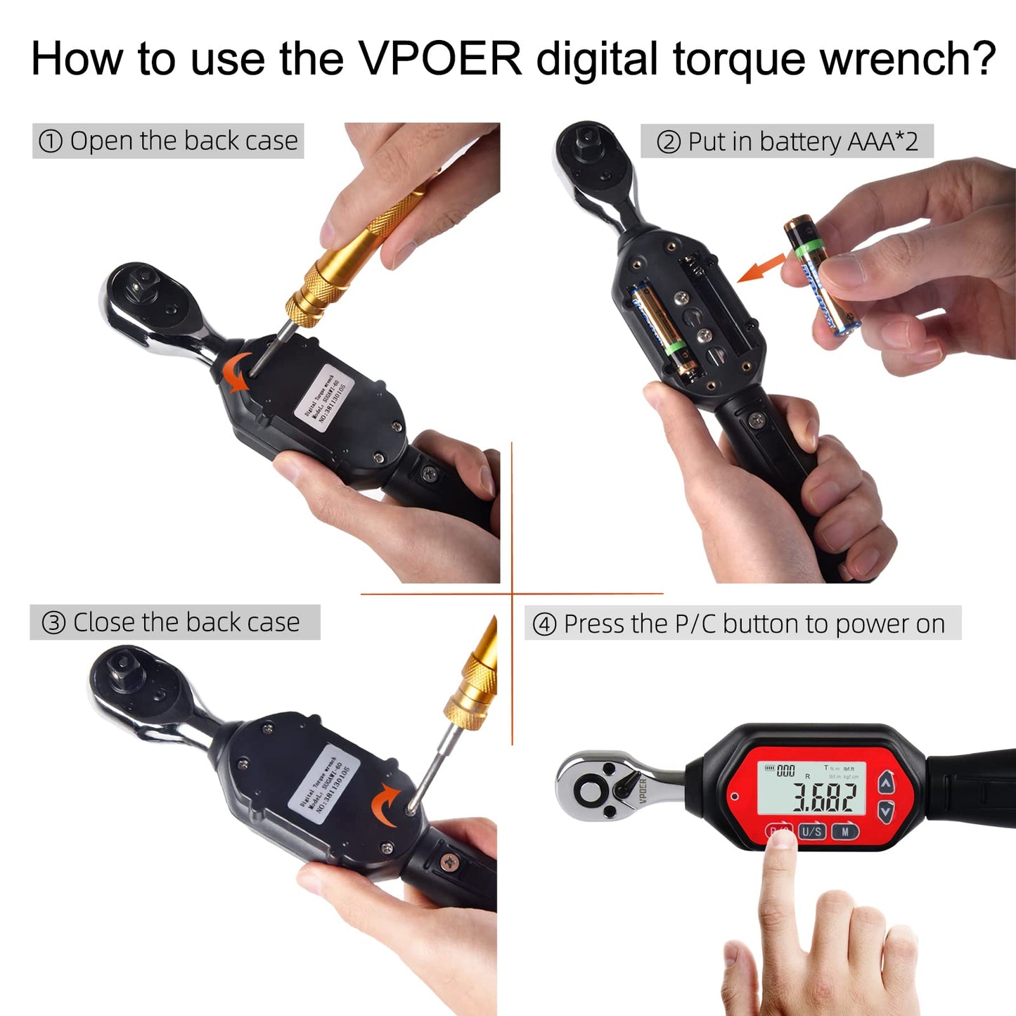 VPOER Digital Torque Wrench (0.3-10Nm 1/4")