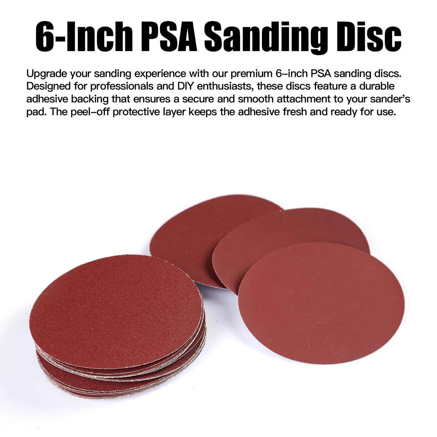 Tongbay 100 PCS 6-Inch PSA Sanding Discs, Self-Adhesive Sandpaper, 10 Grits (60-2000), Premium Aluminum Oxide, Sticky Back Sanding Discs for DA and Random Orbital Sanders, Woodworking, Metal
