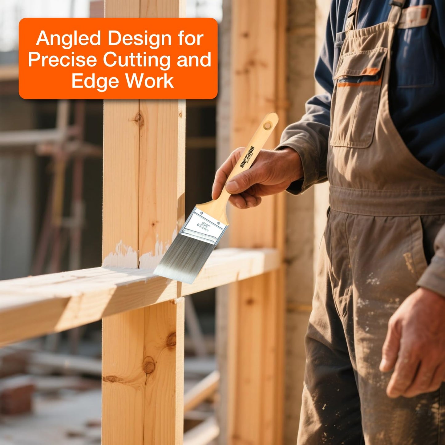 King Origin 10-Pack Professional Angled Paint Brushes Set - (1"/1.5"/2"/2.5"/3") Synthetic Wall & Trim Brushes for Cutting Edges, Cabinets, Touch-Ups | Reusable Bulk Paintbrush Kit