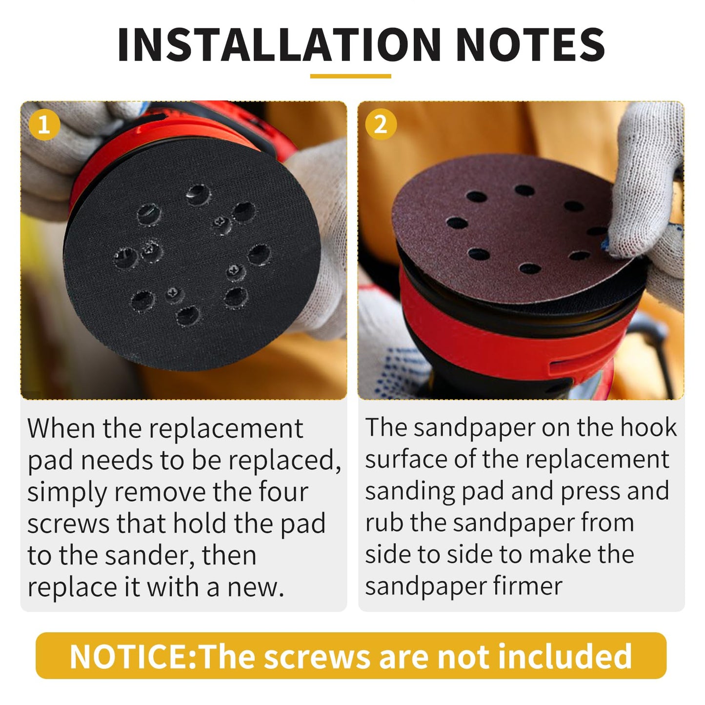 Gnellkoor Sander Pads Replacement for Craftsman, 2 Pack 5 inch 8 Hole Hook & Loop Orbital Sanding Metal Pads Compatible with Craftsman CMCW220B CMEW231 Random Orbital Sander