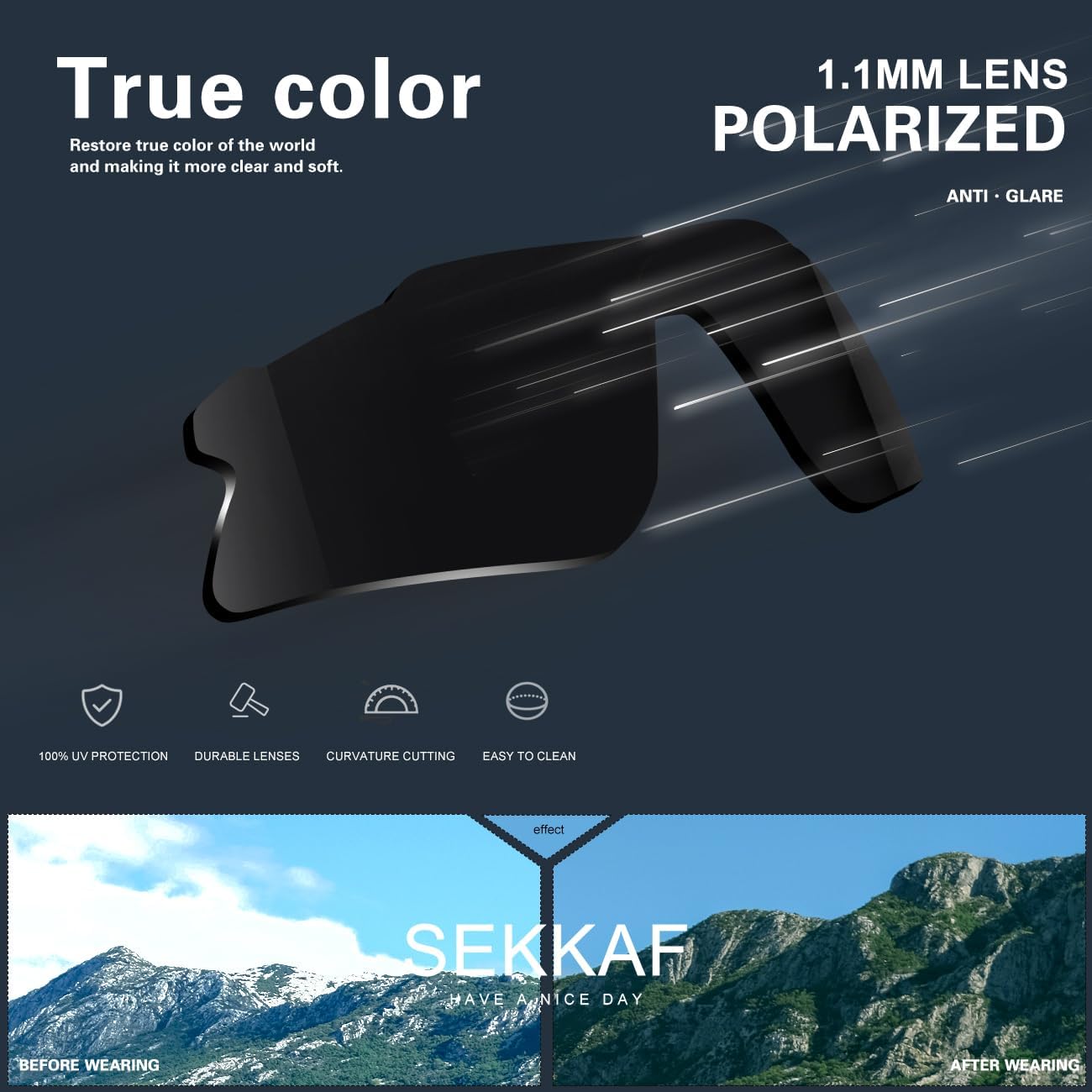 SEKKAF Polarized Sports Sunglasses - UV400 Protection for Men, Women & Youth | Ideal for Cycling, Fishing & Golf