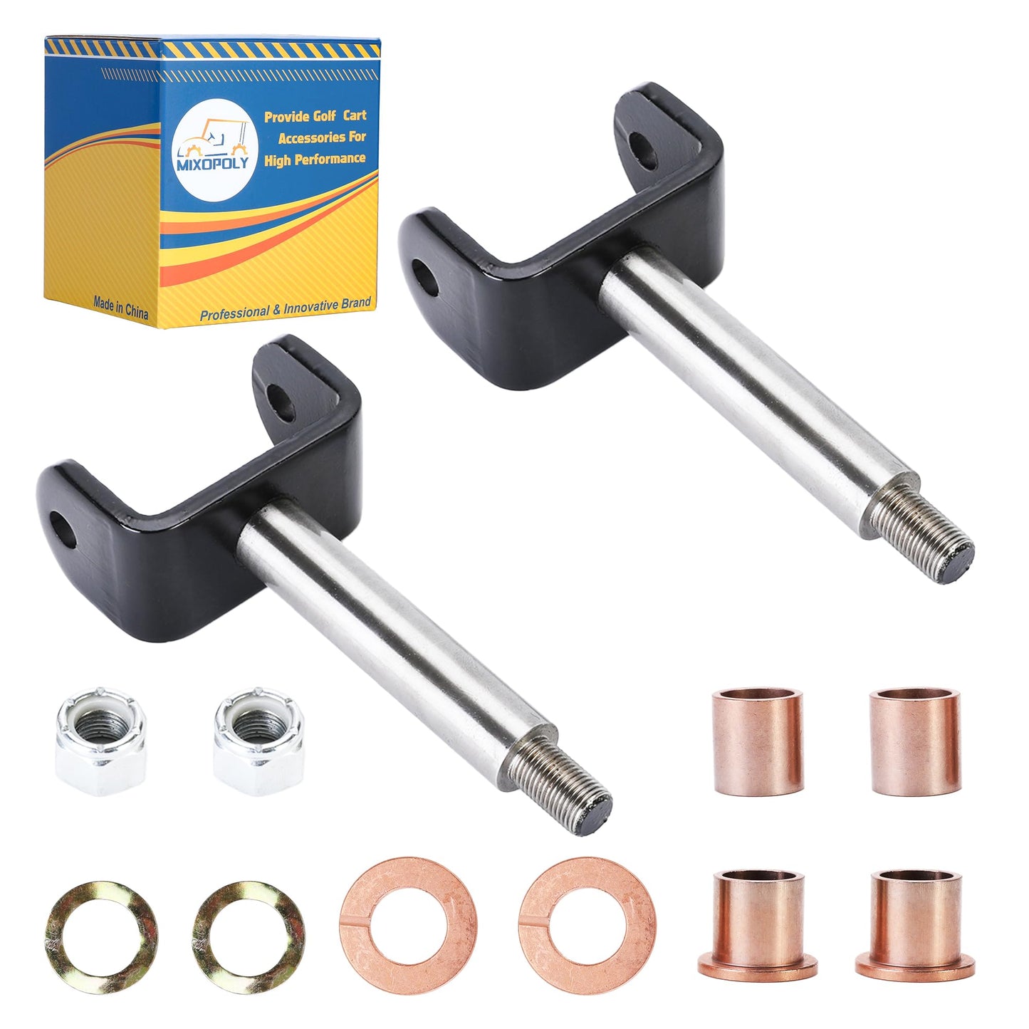 Mixopoly 2 Pack Golf Cart King Pin Repair Kit for Club Car DS 1981-up Gas and Electric Models, Front End King Pin Rebuild Kit, Replace OEM 1016386 1010150 1016389 8067 7048