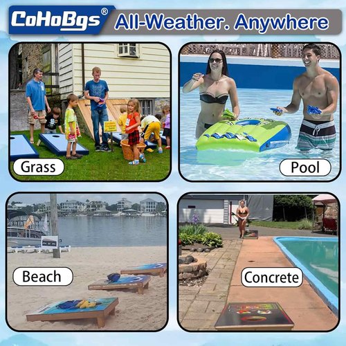 CoHoBgs Cornhole Bags Set of 8 - Professional Dual-Sided Slick & Stick Resin-Filled Suede | Includes Carry Case