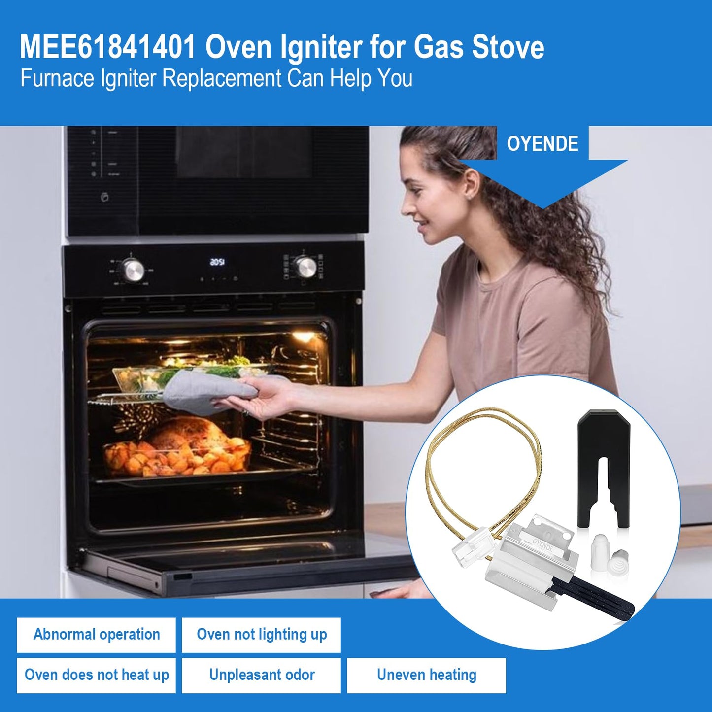 Upgrade MEE61841401 Gas Range Oven Igniter, for LG Oven Igniter Replacement(LRG, LSS, LDG, LSG, LTG), for LG Gas Ranges Igniter, Replaces MEE61841403 MEE63084901 Oven Igniter for Gas Stove.