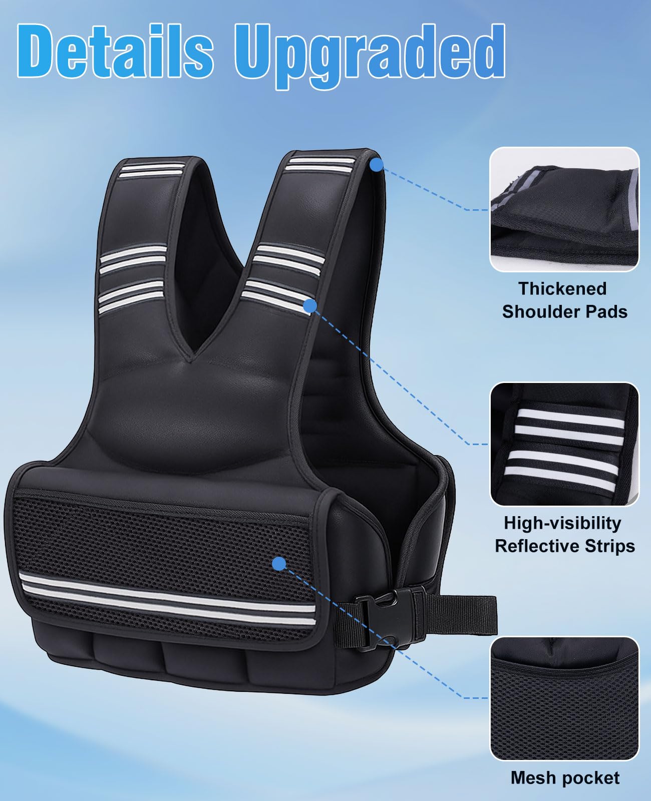 OYY Weighted Vest for Women Men, 9-18lbs Adjustable Running Vest with Reflective Stripe, Comfortable Weight Vests for Workout, Strength Training, Running, Walking, Jogging