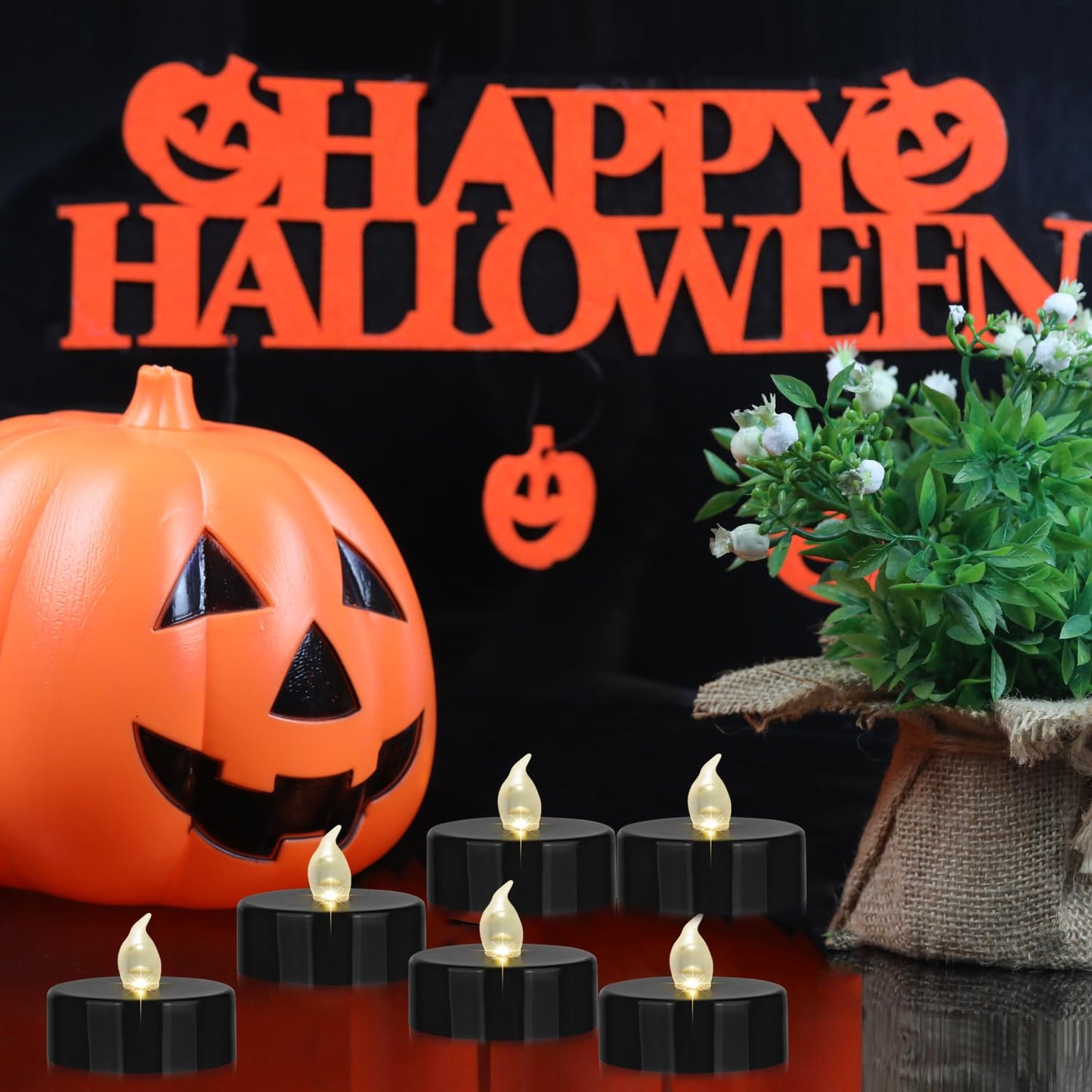 MINXIN Battery Operated Tea Lights Candles: 24 Pack Realistic and Bright Flickering Holiday Gift Flameless Candles LED Electric Tea Candles for Seasonal & Festival Party Home Decoration Black