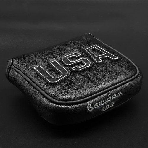 Barudan Golf Magnetic Large Mallet Putter Cover Headcover,Club Head Cover Protective Case Black,Patriotic USA (Black-White Stitching)