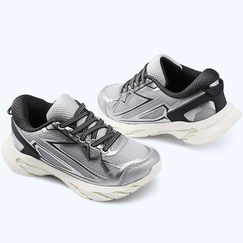 HOMEHOT Boys Girls Lightweight Breathable Sneakers Strap Athletic Tennis Shoes for Running Walking (Toddler/Little Kid/Big Kid) Color Sliver Size 12