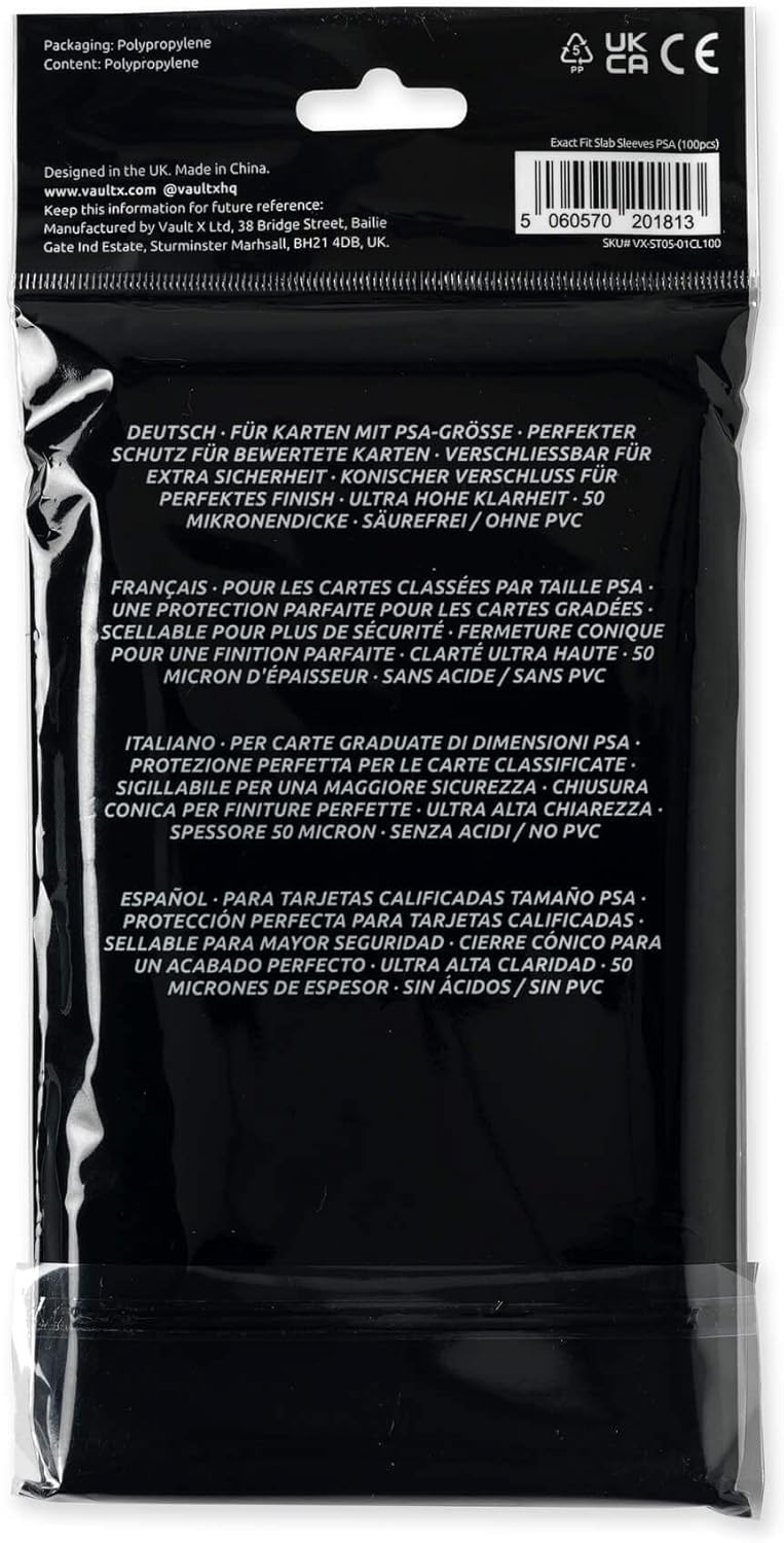 Vault X Graded Trading Card Sleeves - Exact Fit for PSA, MGC, CGC & More | 100 Pack for Collectors