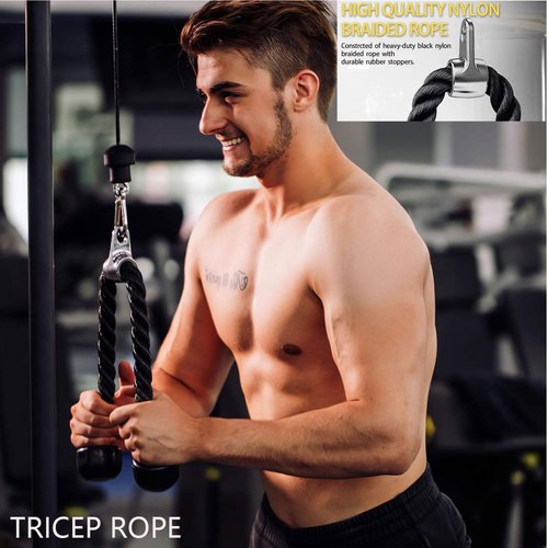 Cable Machine Attachments Home Gym, Triceps Rope, V Handle Cable Attachment,39inch LAT Pull Down Bar, Straight Rotaing Bar