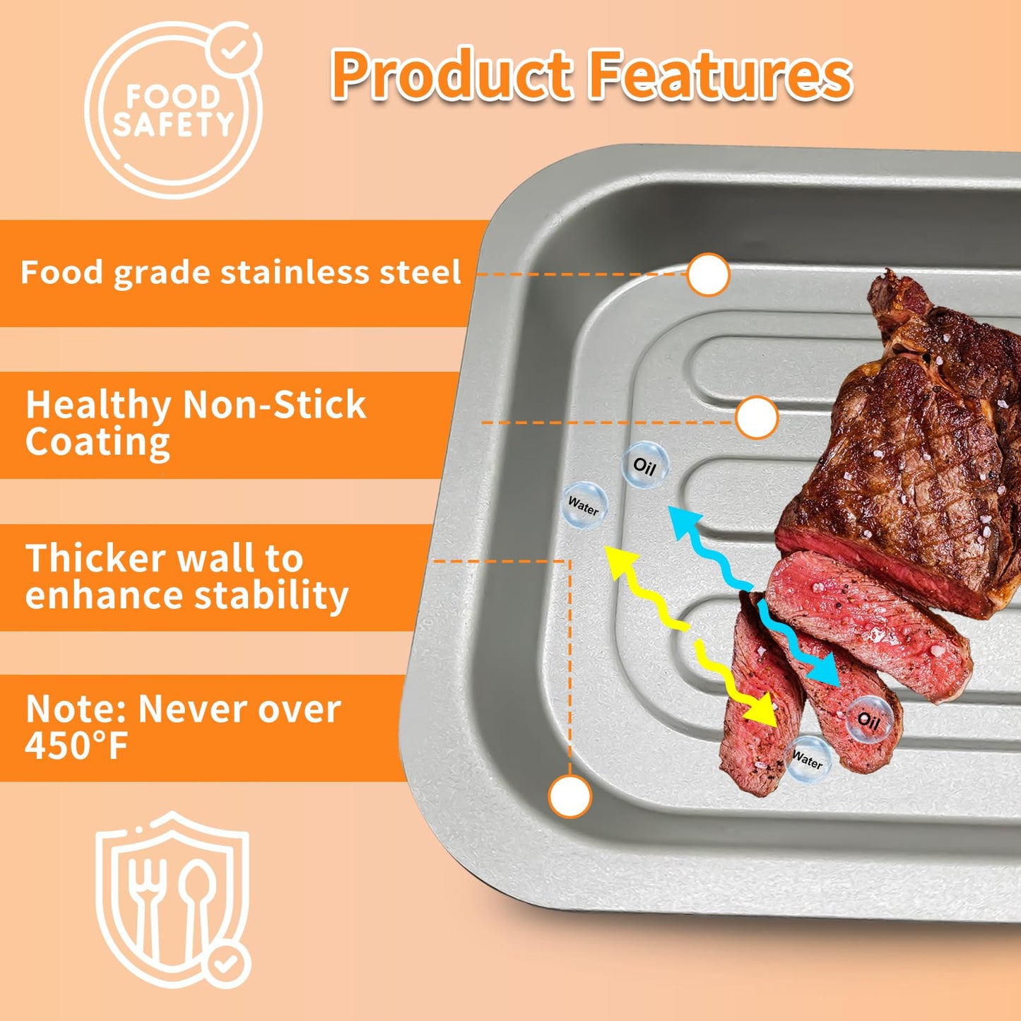 GWY Air Fryer Tray for Emeril Lagasse Dual Zone 360 Air Fryer Oven 25 QT Extra Large, 11.5''×6.7'' Steel Air Fryer Accessories Grill Pan Grill Plate Crisper Plate Replacement Parts Rack