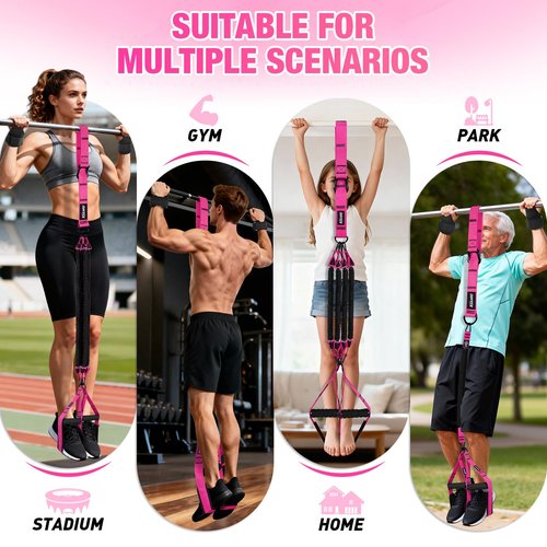 Pull Up Assistance Bands for Women, Heavy Duty Resistance Bands with Handles, Exercise Band with Door Anchor, Workout Band Set for Pull Up Bar, Full Body Sculpting,Muscle Training, Recovery, Home Gym