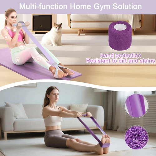Fabric Resistance Band with Handles & Non-Slip Pedal, 120lb Full-Body Excercise Band,Resistance Loop Exercise Bands Set of 5,Portable Stretch Bands for Leg, Arm & Core, Workout Equipment for Women
