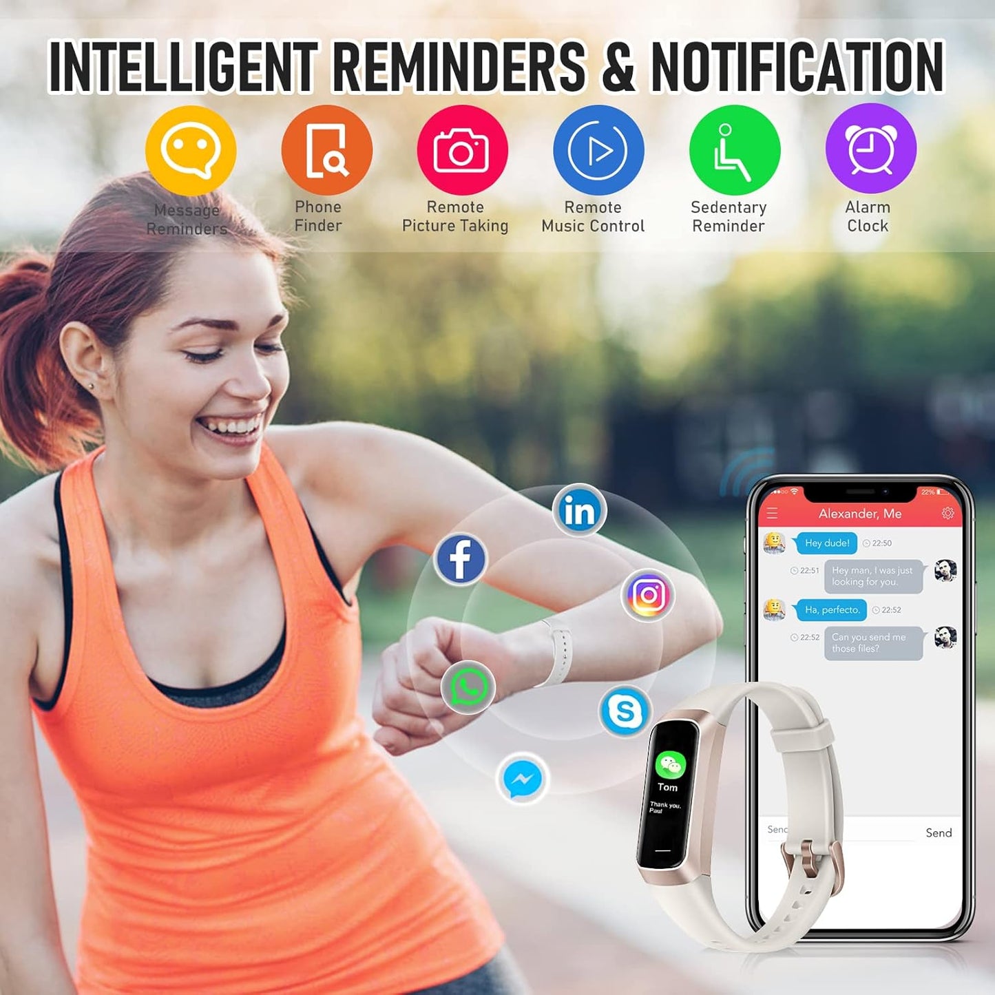 Skiennix Fitness Tracker - 24/7 Heart Rate & Blood Oxygen Monitor | 1.1" AMOLED Touch Screen, Smart Watch for All