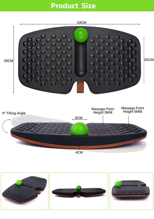 Acdet Balance Board for Standing Desk, Wooden Wobble Board with Slidable Ball for Office Work, Anti-Fatigue Foot Massage Board to Relieve Fatigue, Adult Use up to 300 lbs, Black