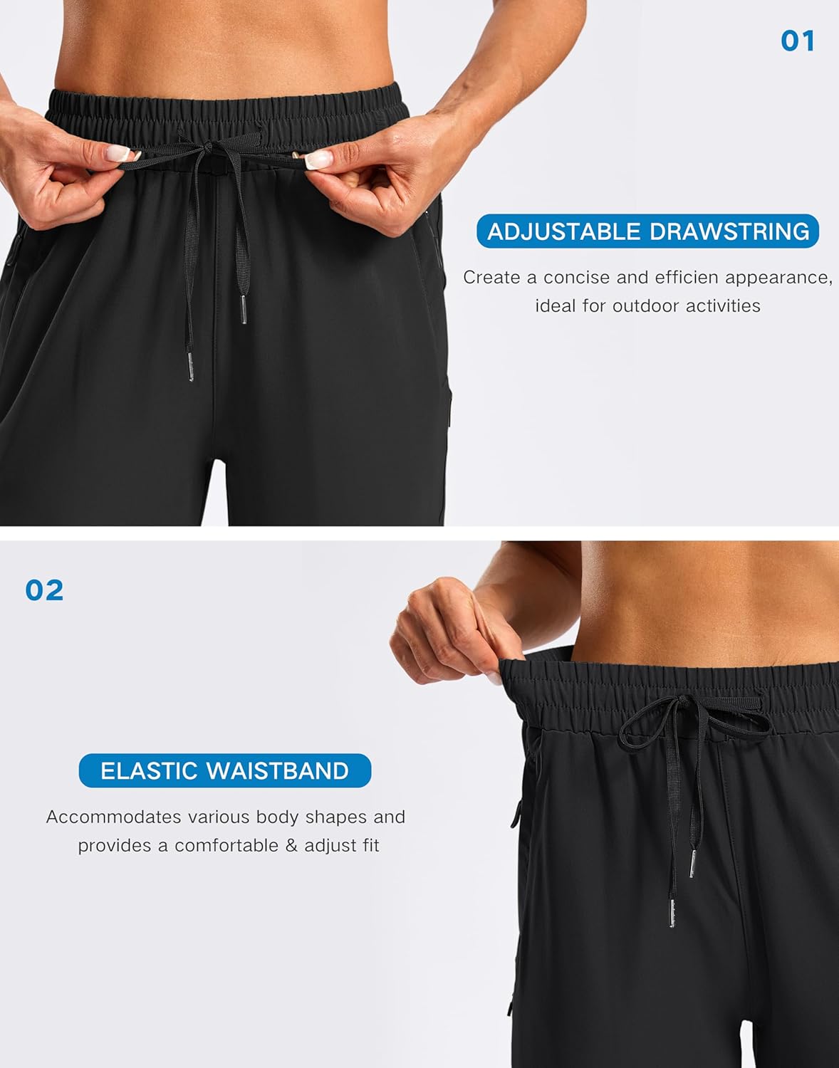 SANTINY Women's Hiking Shorts - Lightweight Quick-Dry Capris with Zipper Pockets | 13''/15''/17'' Sizes