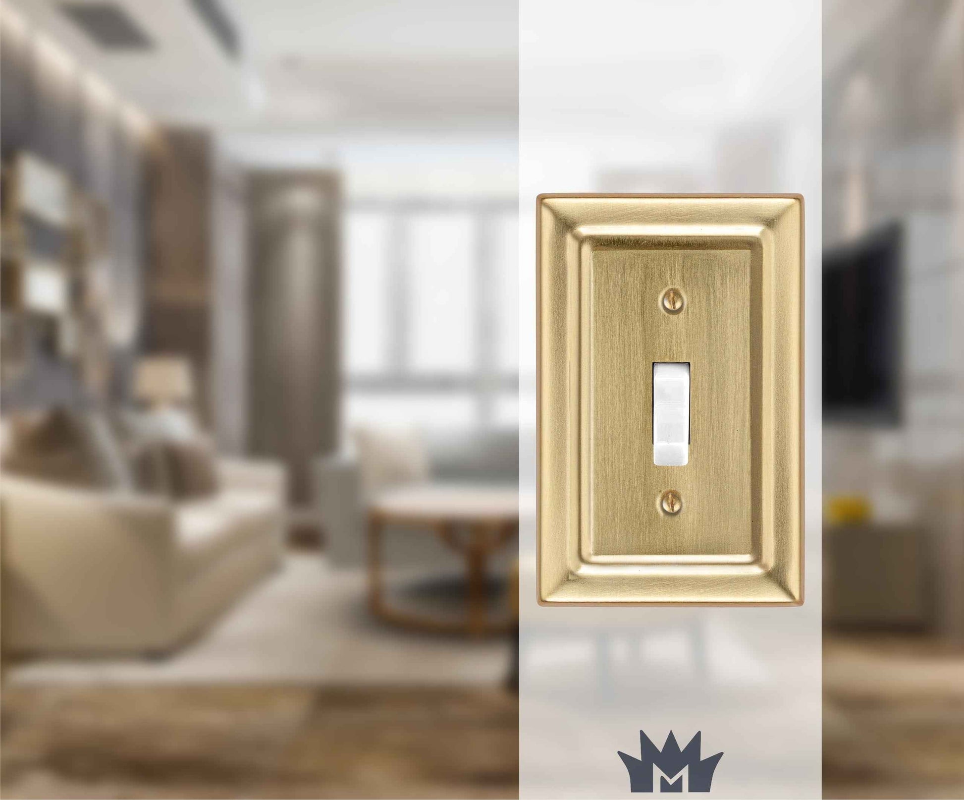 Monarch Abode 1-Gang Toggle Wall Plate, Architectural Metal Single Switch Wall Plate, Decorative Light Switch Cover Plate for Electrical Outlet, Brushed Gold, Pack of 2