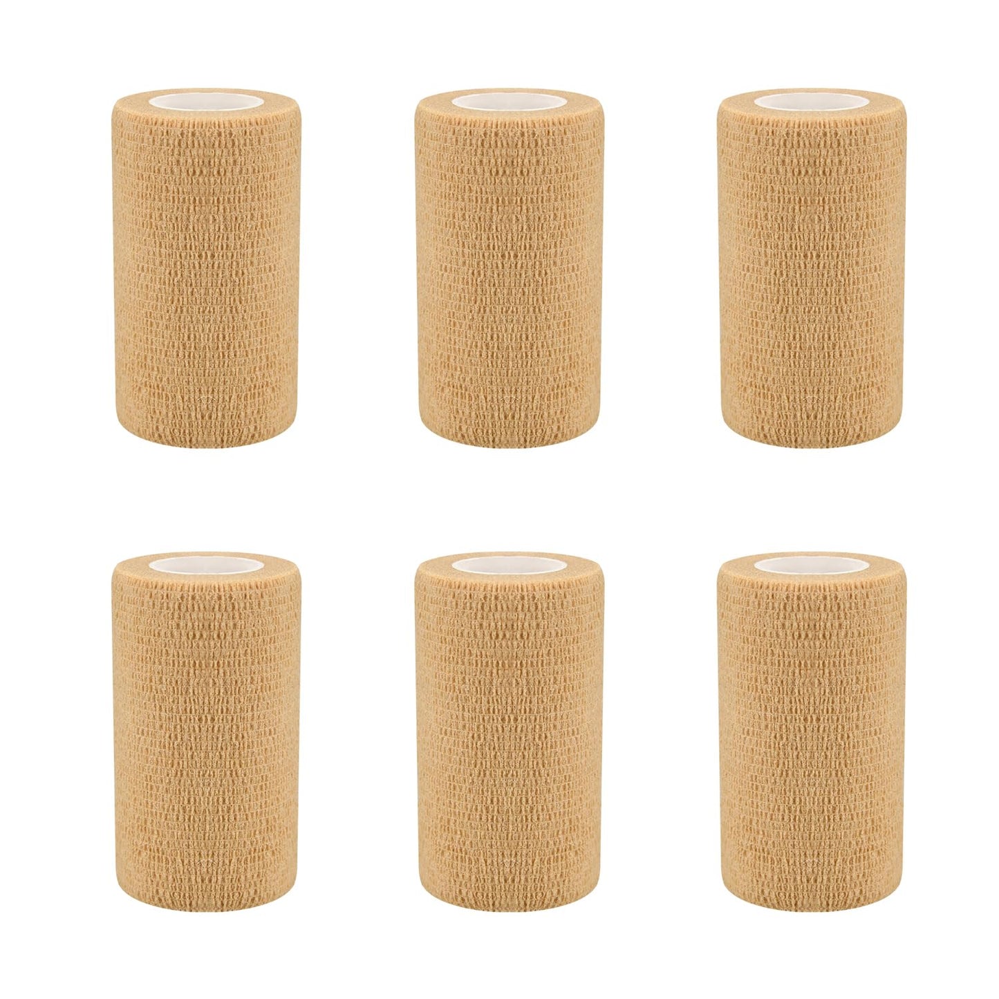 4" Self Adhesive Bandage Wraps, 6pcs Vet Wraps, Skin Color, 5 Yard Self Adherent Wraps for Sports, Wrist, Ankle and Swelling