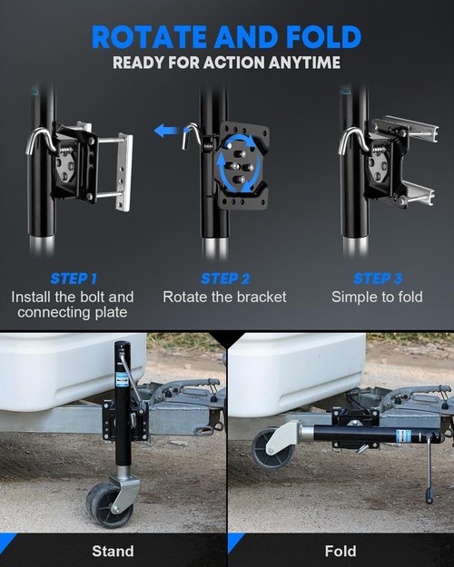 Kohree 2000 lbs Trailer Jack - Heavy Duty Dual Wheel Swivel for RV & Boat | 11" Lift, Black