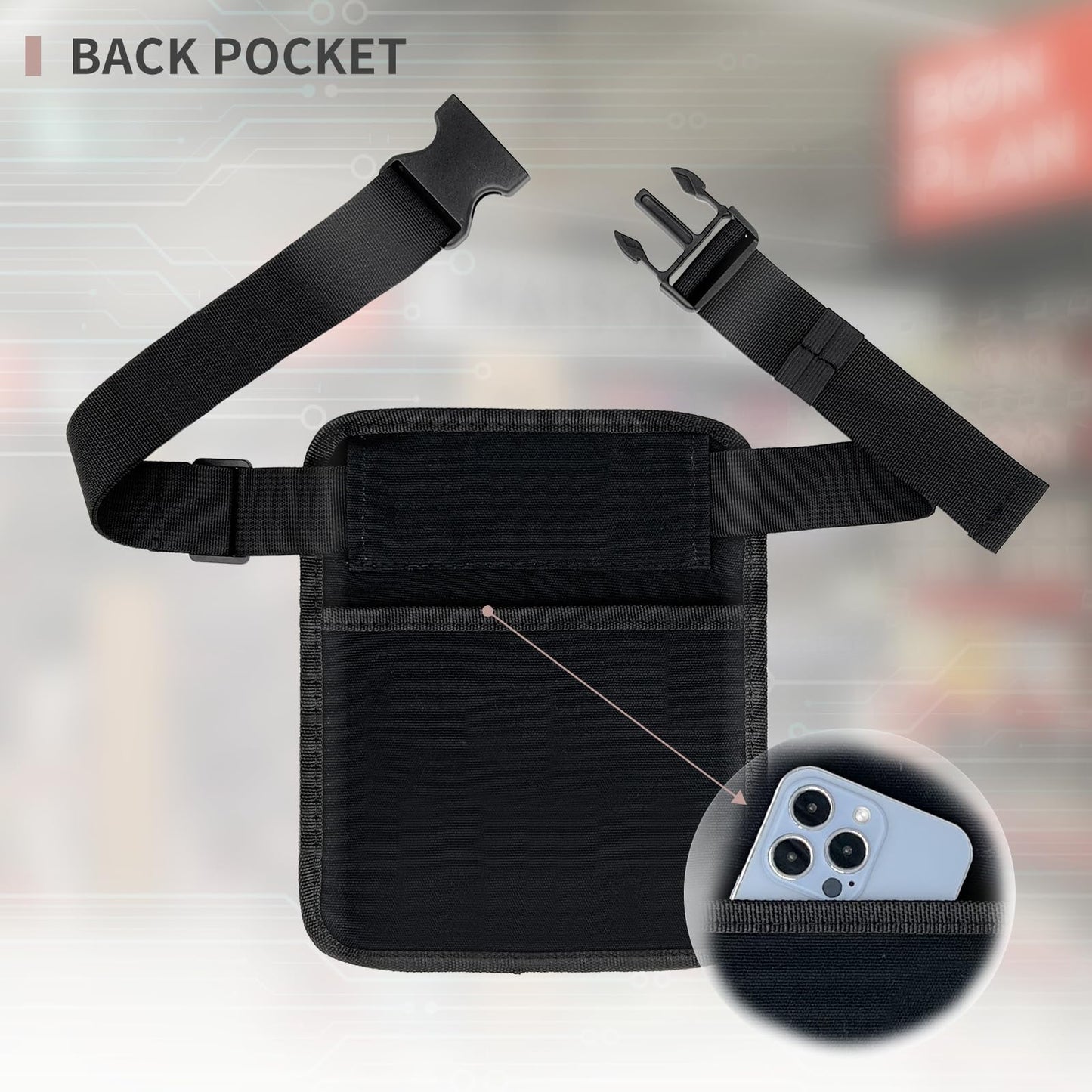 MELINON Restaurant Waiter Waist Money Pouch Bag, Serving Apron, Check Holder with Multiple Pockets, Adjustable Belt for Waitress