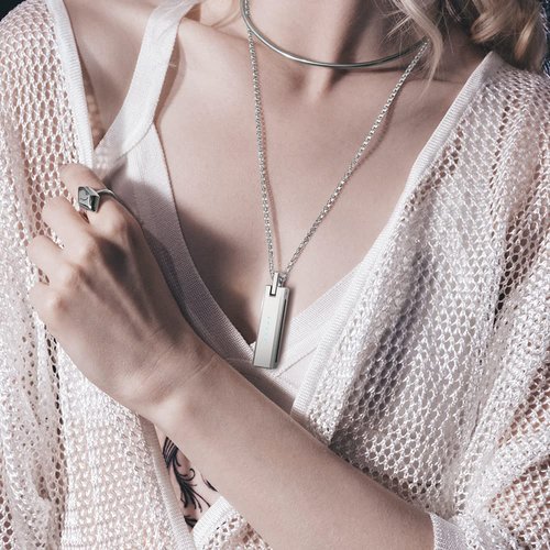 MIJOBS Necklace Compatible with Fitbit Flex 2 Band Stainless Steel Pendant Metal Accessory