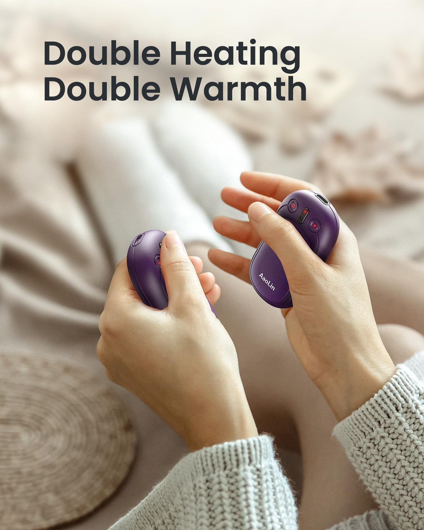 AaoLin Rechargeable Hand Warmers, 4 Pack 2000mAh Battery Packs - 12H Long-Lasting Heat, Portable Pocket Warmers for Outdoor Activities for Camping, Hunting, Golf