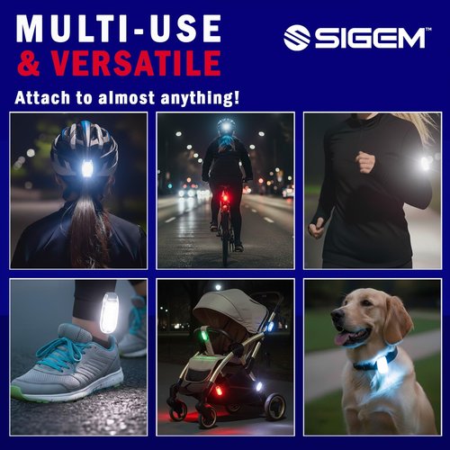 LED Safety Lights + FREE Bonuses | Clip on Flashing Strobe Light High Visibility for Running Jogging Walking Cycling Best reflective gear for Kids Dogs Bicycle Helmet and Bike Tail light (White-White)