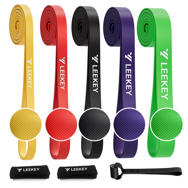 LEEKEY Pull Up Assistance Bands,5-125LB Resistance Bands with Grip、Door Anchor、Gym Bag - Exercise Bands for Full-Body Training, Fitness, Physical Therapy -USA Original Patent